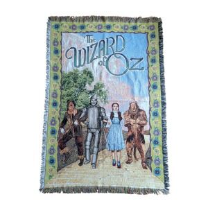 Vintage Wizard Of Oz Tapestry Throw Blanket 100% Cotton Woven MADE IN USA